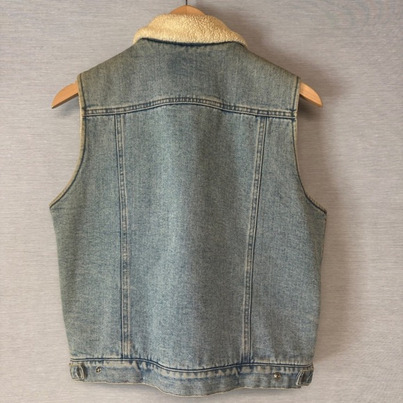 Lauren Jeans Co Ralph Lauren Sherpa Lined Sedona Denim Vest Womens M Blue - Picture 2 of 9